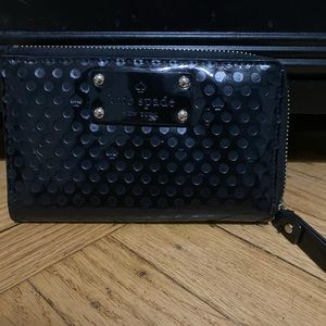 Black Kate Spade polka dot wallet wristlet